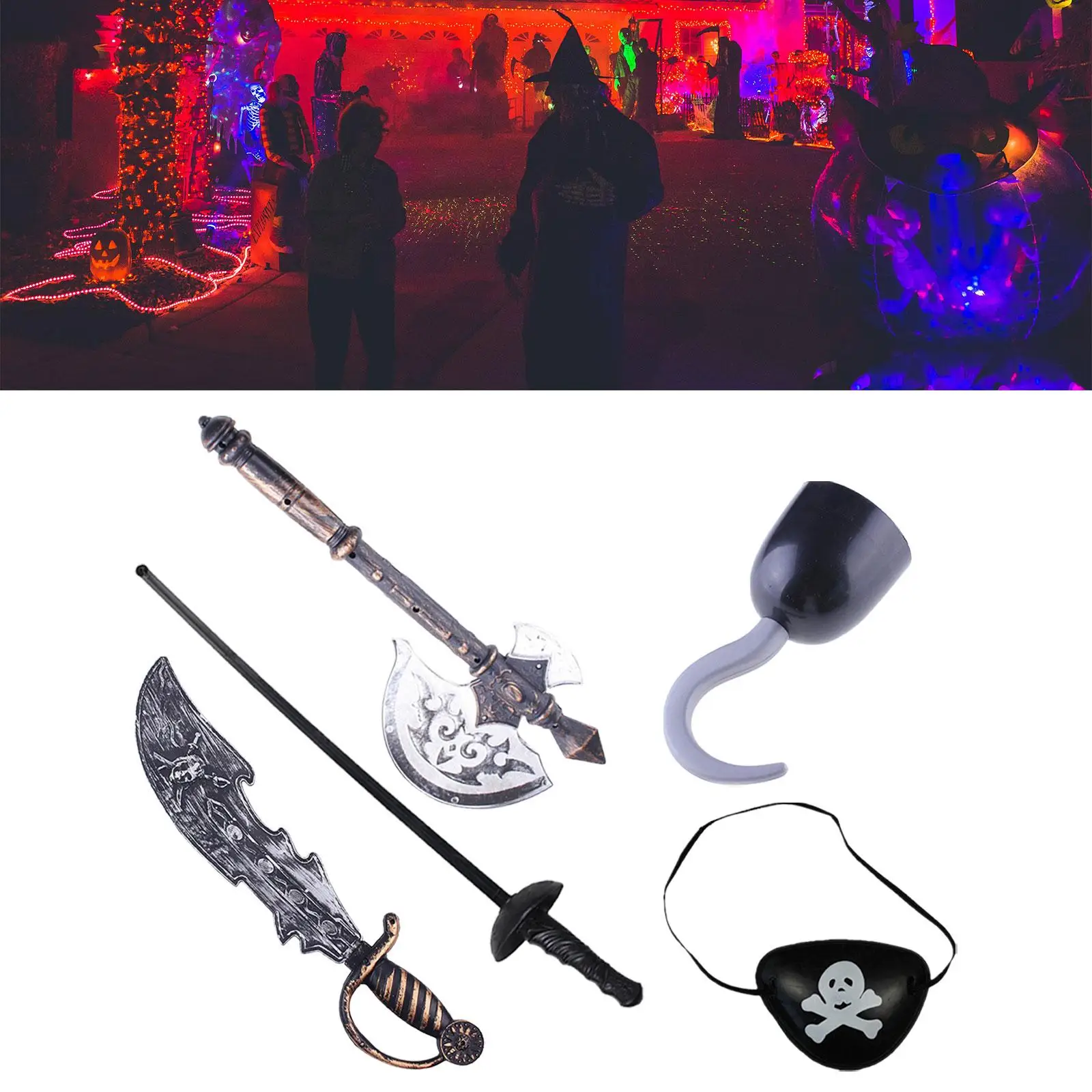 

Halloween Pirate Accessories Pirate Hook Eye Patch Sword Axe for Cosplay