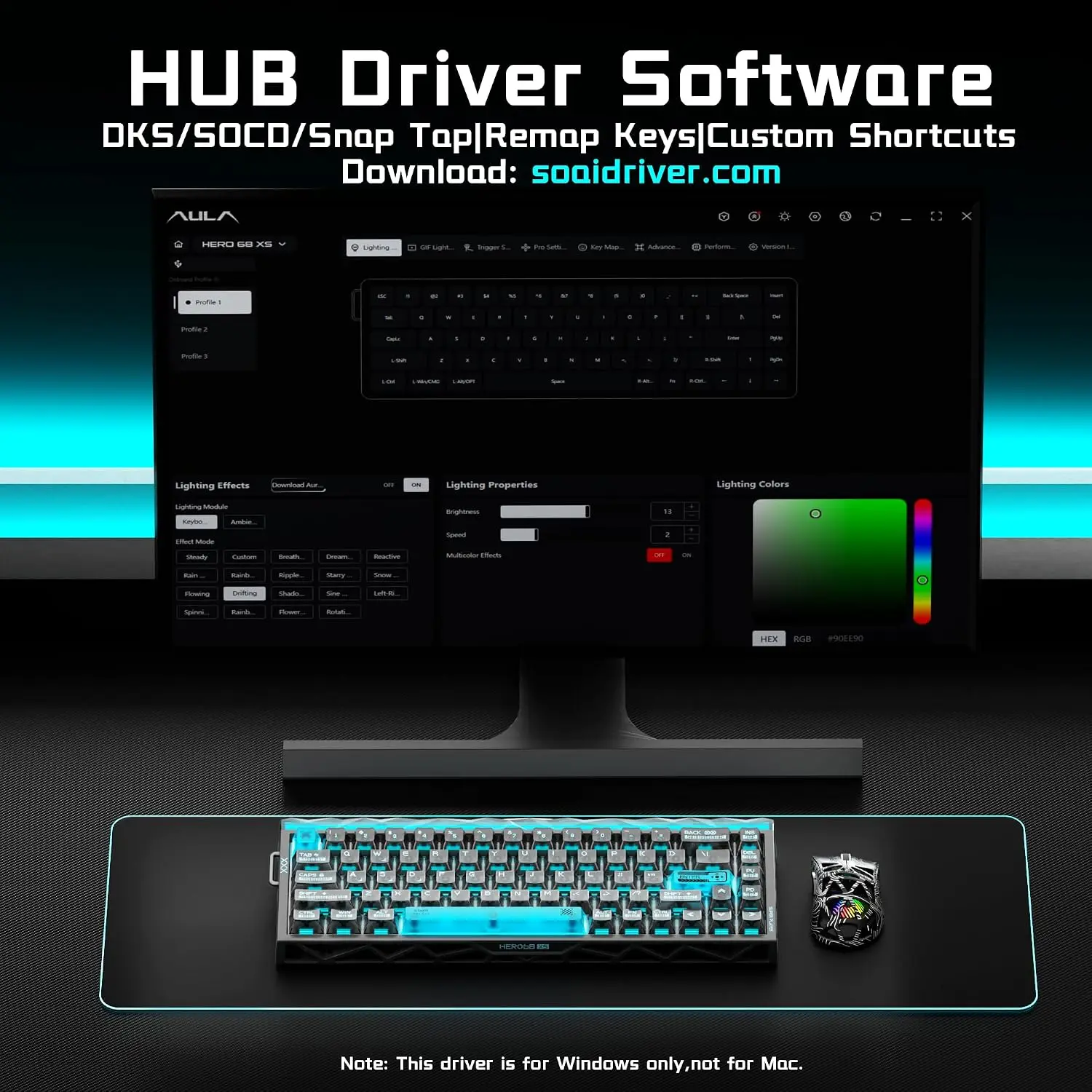 AULA HERO 68XS Gaming Keyboard Magnetic Switch Mechanical Keyboard Rapid Trigger 8K Return Rate 128K Scan Rate RGB Backlit - view 6