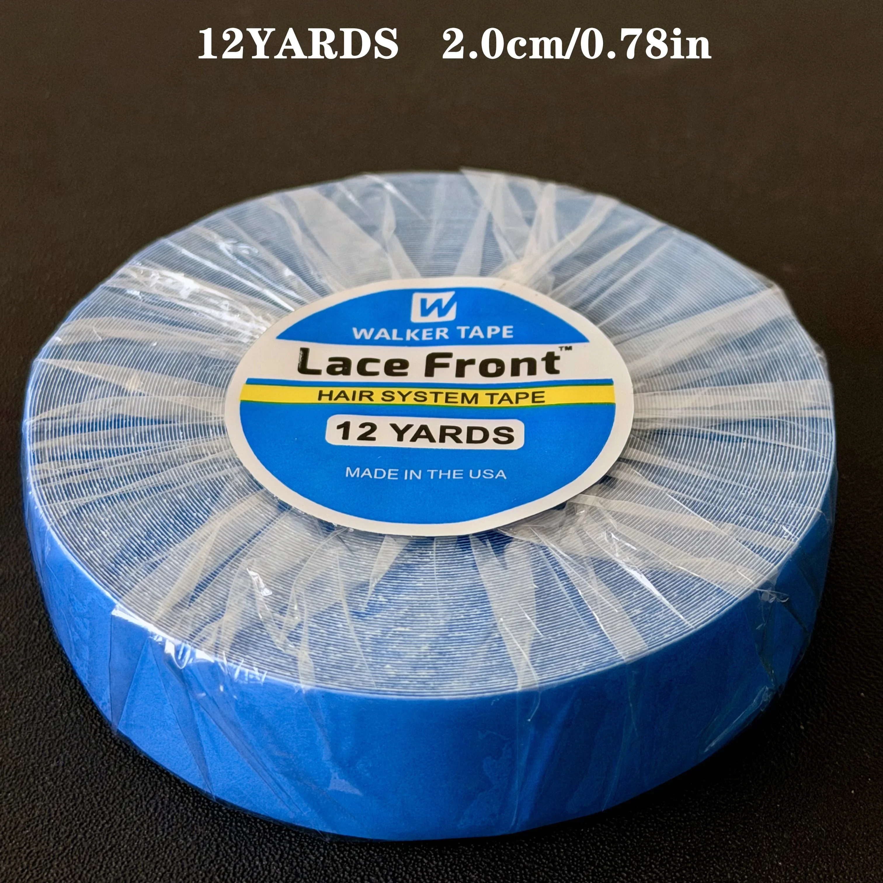 

1 Roll Lace Front Wig Tape, 12 Yards, 0.8cm/1.0cm/1.27cm/2cm/2.54cm, Blue Waterproof Adhesive Tape for Hair Extensions