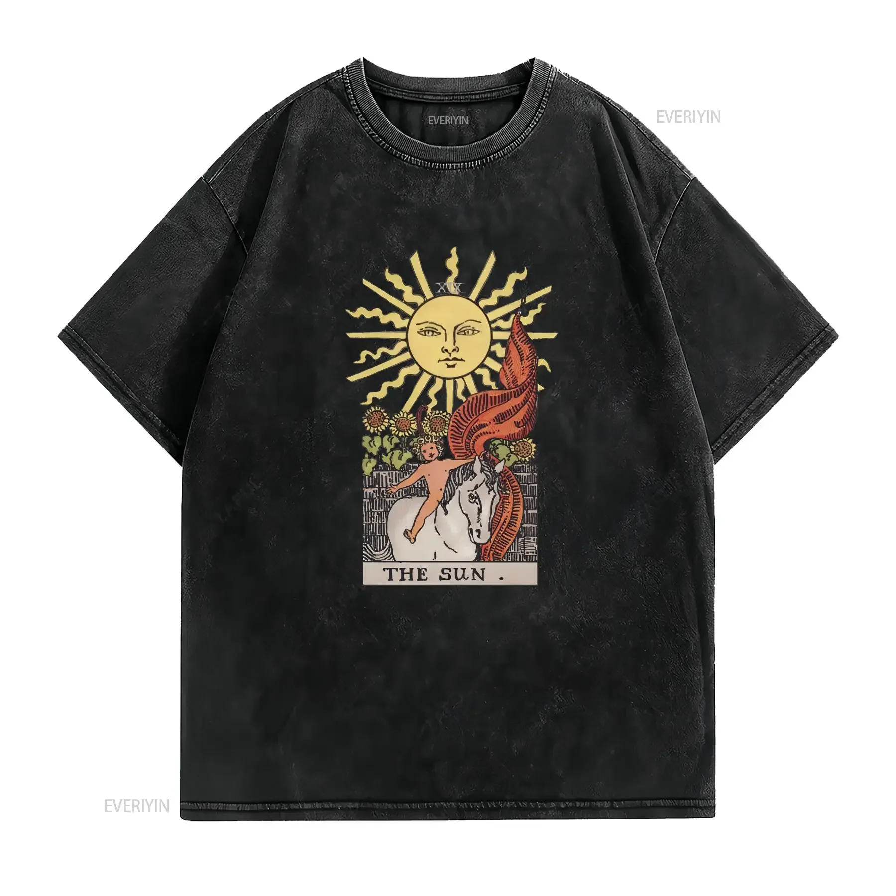 The Sun Tarot Card T Shirt Occult Clothing AlT Gothic Witchy Jersey vintage Washed Stylish Comfortable fashion designer clothes
