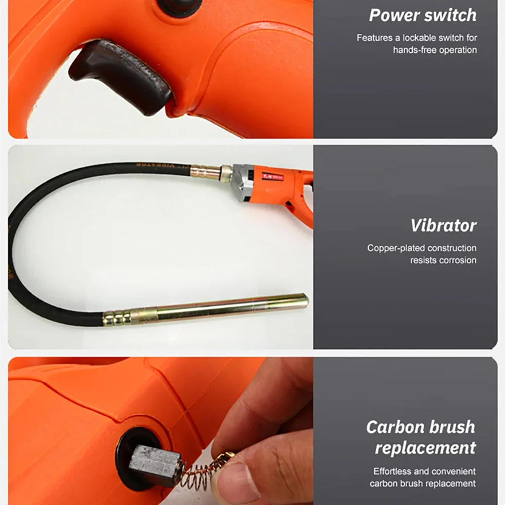 220V Hand-Held Concrete Vibrator 1m Vibrating Spear Industrial Portable Plug-in Vibrator Concrete Vibrator