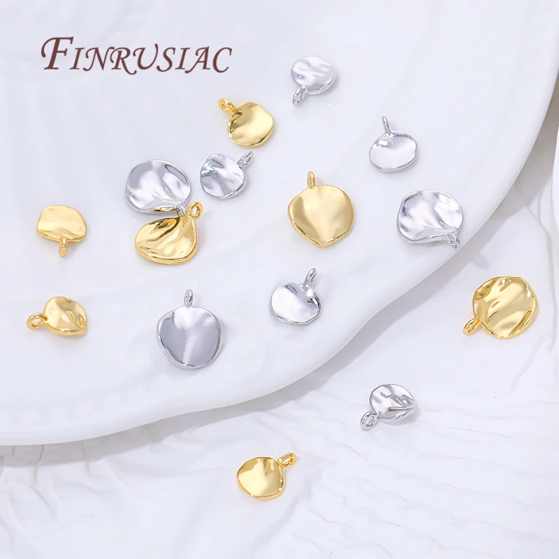2 Sizes 18K Gold Plated Round Charms For Jewelry,Small Pendants For Bracelets Accessories,DIY Jewelry Making Supplies