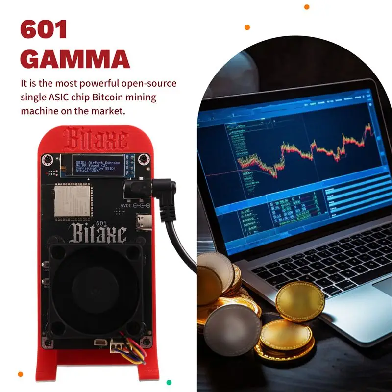 Exquisite-US Plug Bitaxe Gamma 601 Rood 1.2TH/S 18-22W Solo BTC Miner BM1370 voor Antminer S21 Pro, Asic Bitcoin Mining Apparatuur