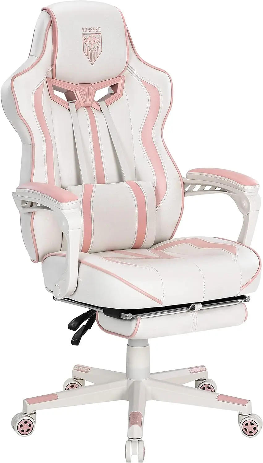 

Vonesse Pink Gaming Chair Gaming Chairs for Adults PC Game Chair for Girls Racing Style Reclining Computer Chair with Footrest