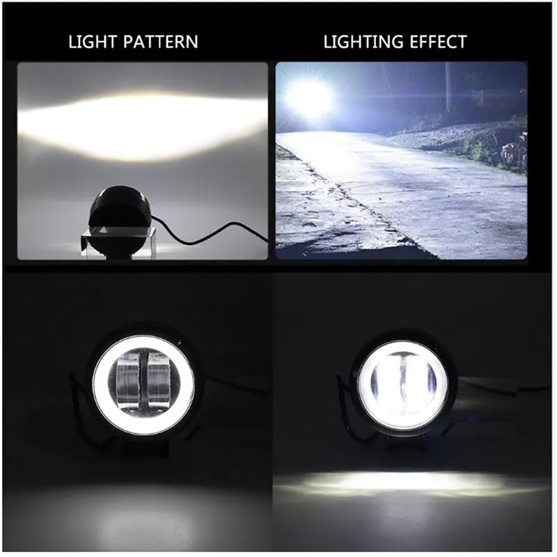 2PCS 3Inch Round Angel Eyes LED light Portable Spotlights 12V 24V Work Lamp Waterproof Motorcycle Offroad Truck Driving Car Boat