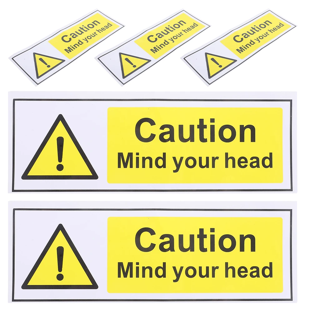 

5 Pcs Safety Signs Stickers Waterproof Oil Proof PP Material Strong Adhesive Wall Poster Pub Bar Caution Head Alert Decor Sign
