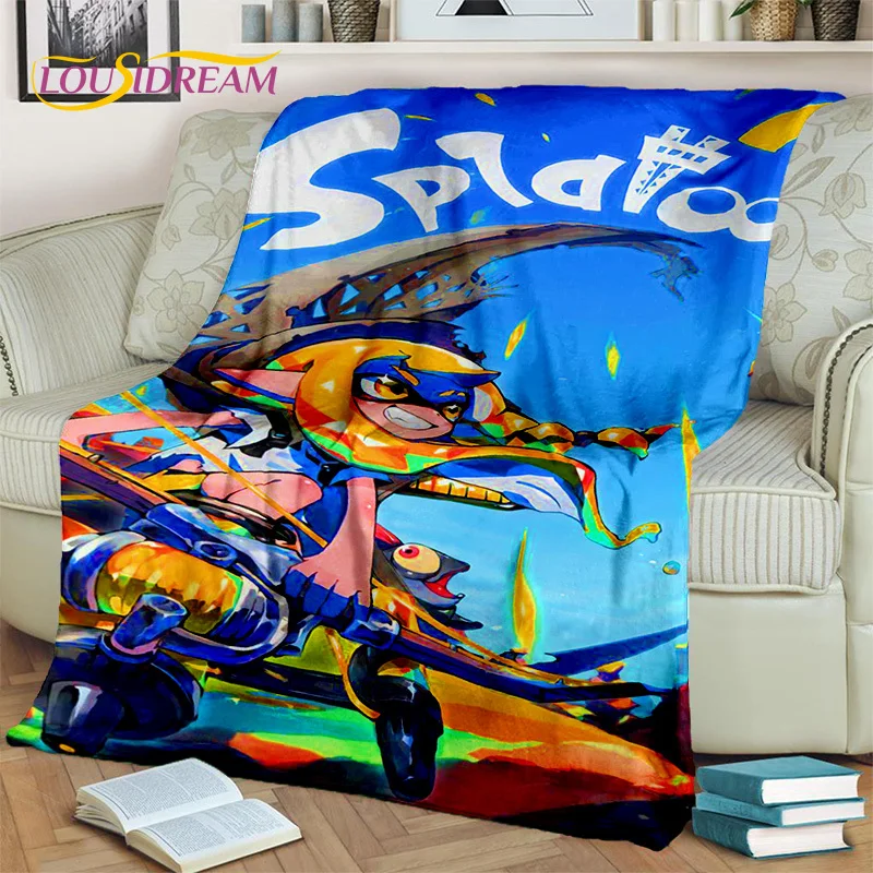 Cartoon PC Gamer 3D Games Splatoon Blanket,Soft Throw Blanket for Home Bedroom Bed Sofa Picnic Travel Office Cover Blanket Kids