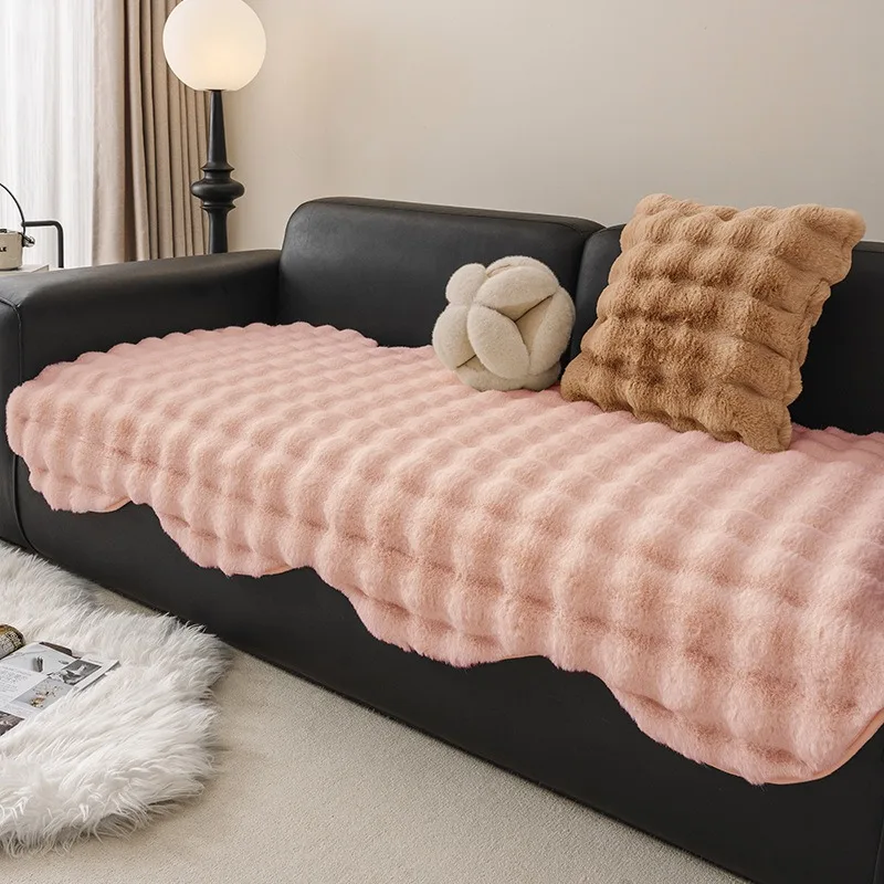 

Non-slip Soft Sofa Towel Couch Cushion Cover Thicken Imitation Rabbit Fur Plush Sofa Slipcover for Living Room Modern Home Decor