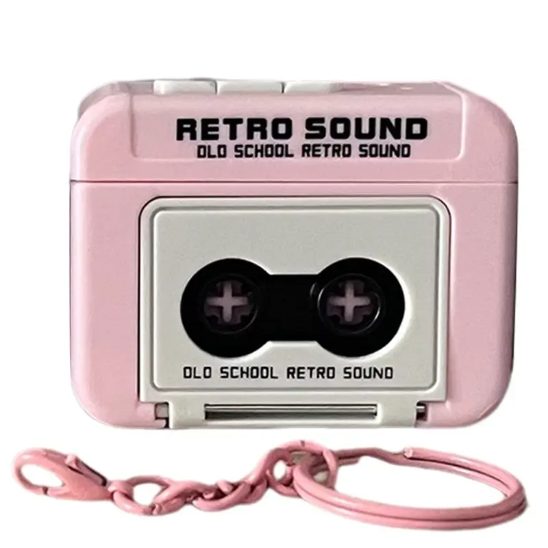 Mini Retro Recorder Keychain Can Record And Play Music Fun Music Box Pendant Personalized Couple Gift For Girlfriend Pink-Y18A