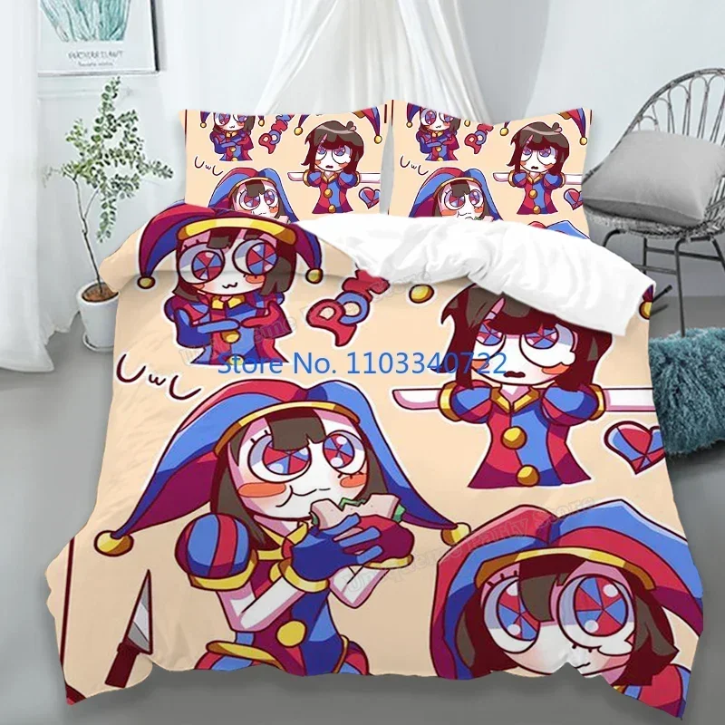 Anime The Amazing Digital Circus Set di coperte per piumino stampa 3D copripiumino tappeto biancheria da letto Set di biancheria da letto coperta