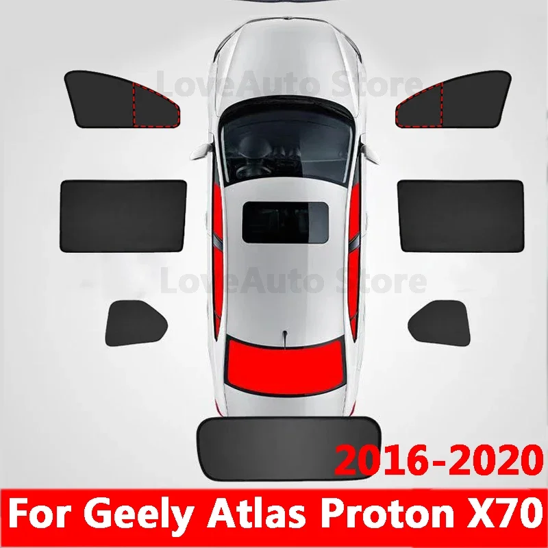 

For Geely Atlas Proton X70 2016-2020 Car Magnetic Sunshade Side Window Shade Mesh Curtains Sun Visor UV Heat Protection Cover