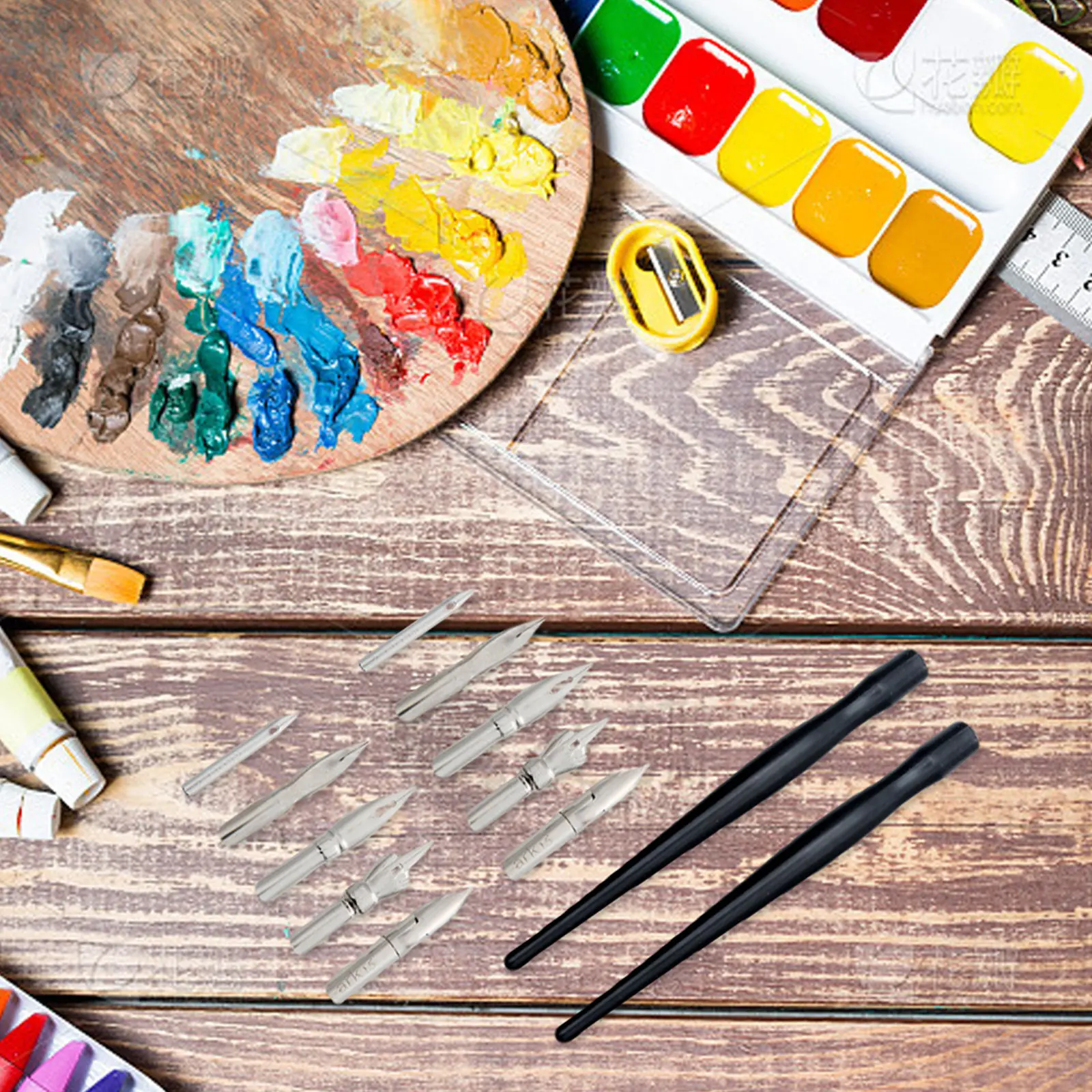 

2 комплекта: полный набор перьевых ручек с пластиковыми держателями и металлическими наконечниками для рисования, письма, детализированной работы, для студентов и художников