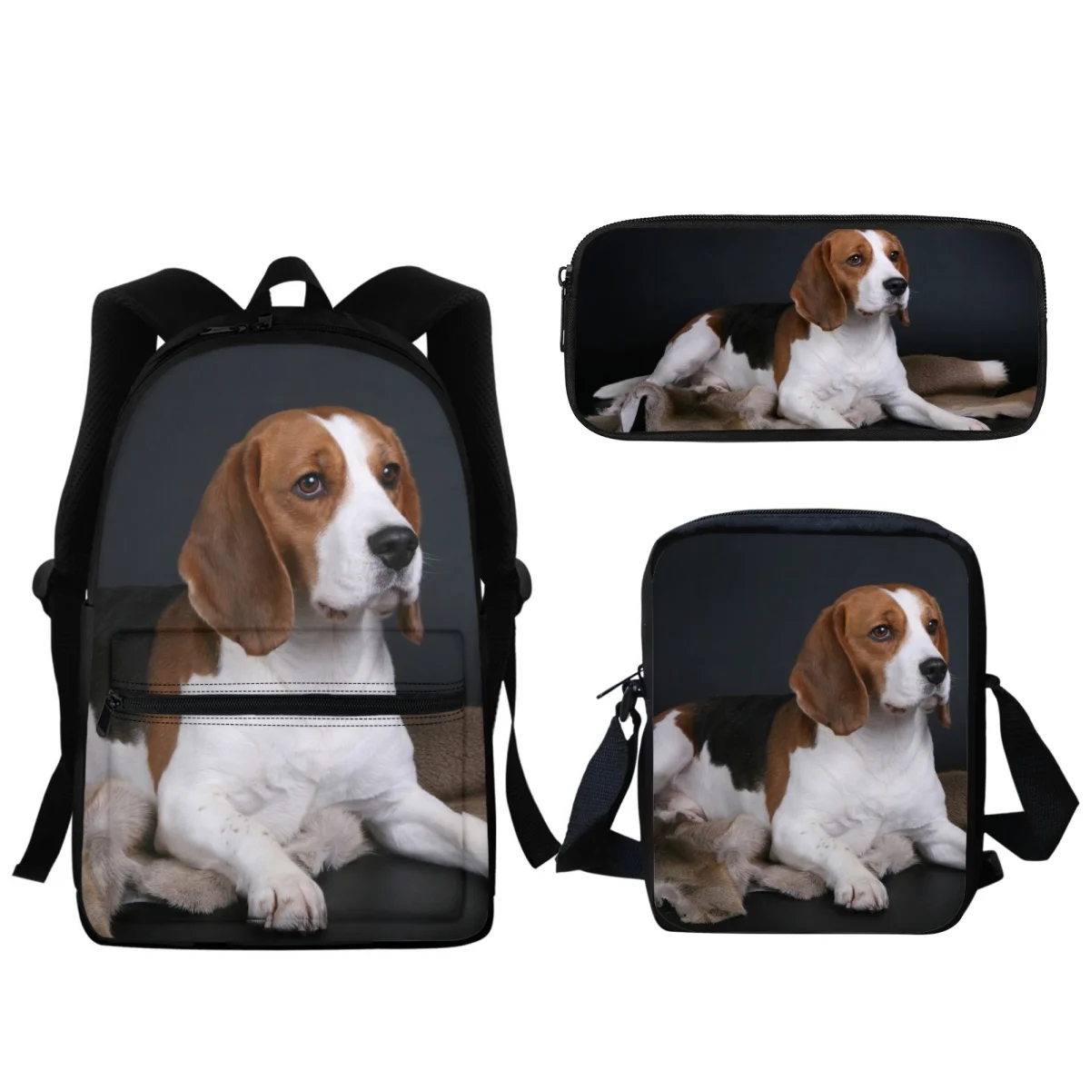 Mochila De estudiante con estampado Beagle para niños y niñas, conjunto de mochila escolar con cremallera, bolsa de almuerzo de alta calidad, estuche para lápices, nueva mochila infantil