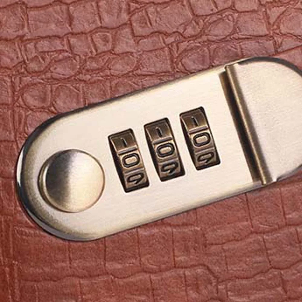 مع قفل بكلمة مرور توفير المال الموثق كتيب التوفير تقليد التمساح بولي Leather الجلود الميزانية الموثق مع قفل المغلفات النقدية A6 #2