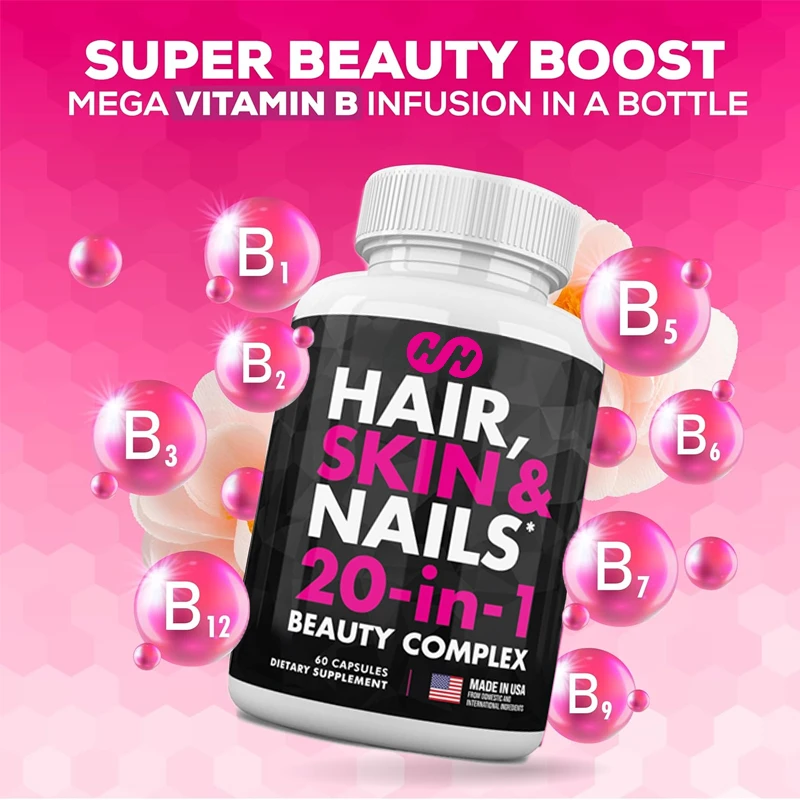 Alkaloids, Glucomin, Silica, Translucent Acid and Keratin Hair Skin and Nails B Vitamins Promote Hair Growth