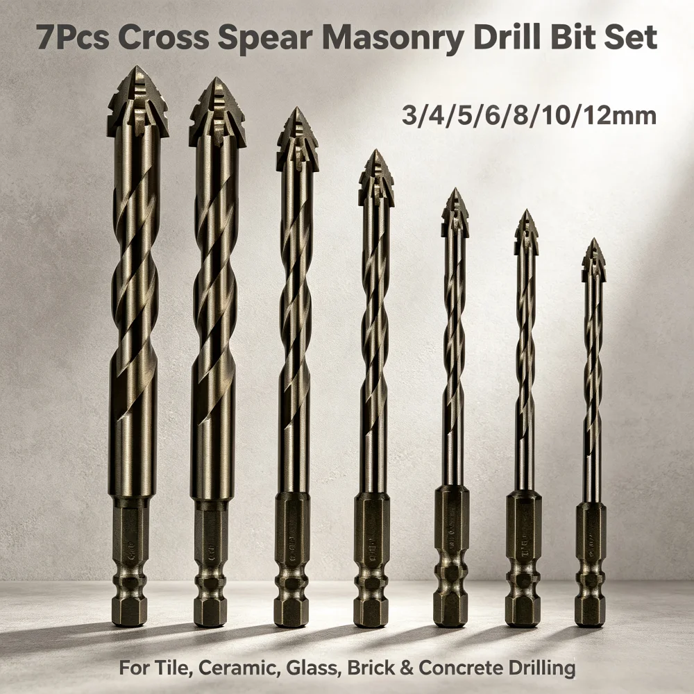 High-Four-Edged Serrated Eccentric Drill for Dry Drilling of Ceramic Tiles, Glass, Marble, Concrete, Stainless Steel Drill Bits