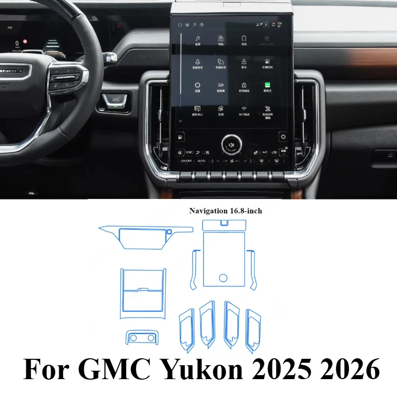 Acessórios para carro filme interior tpu transparente para gmc yukon 2025 2026 painel de engrenagens navegação gps console central proteção ppf