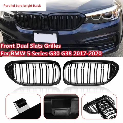 BMW 5 시리즈 G30 G38 520i/530i/540i/M5 2018-2020 신장 모양 그릴, ABS 업그레이드된 광택 블랙 그릴에 적합