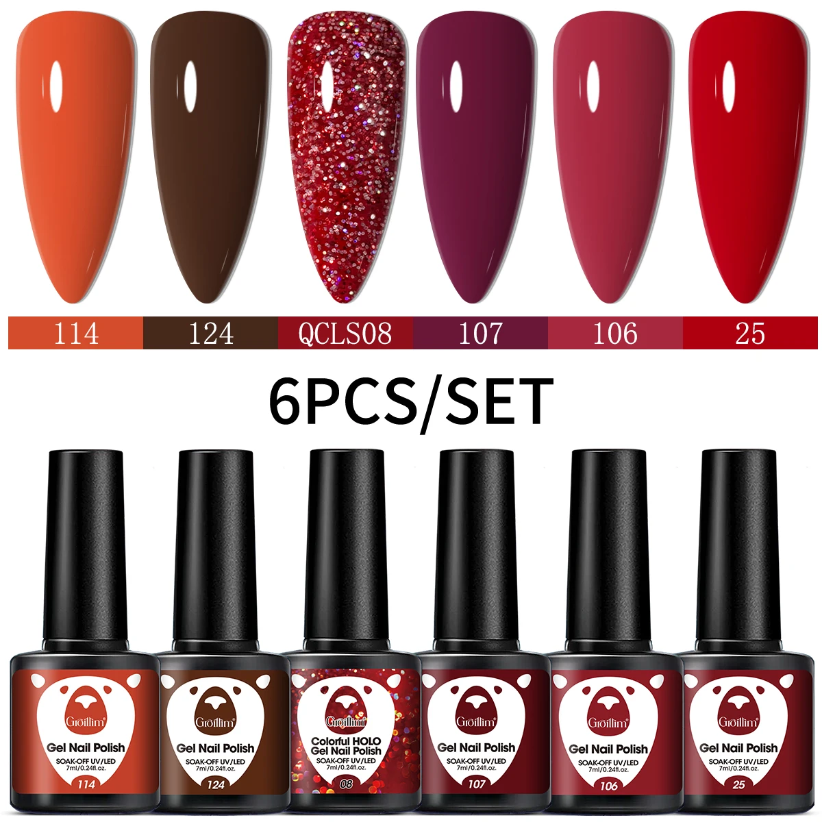 6-piece long effect nail care gel set alcohol free LED transparent nail polish DIY nail care design washable remove nail art pai