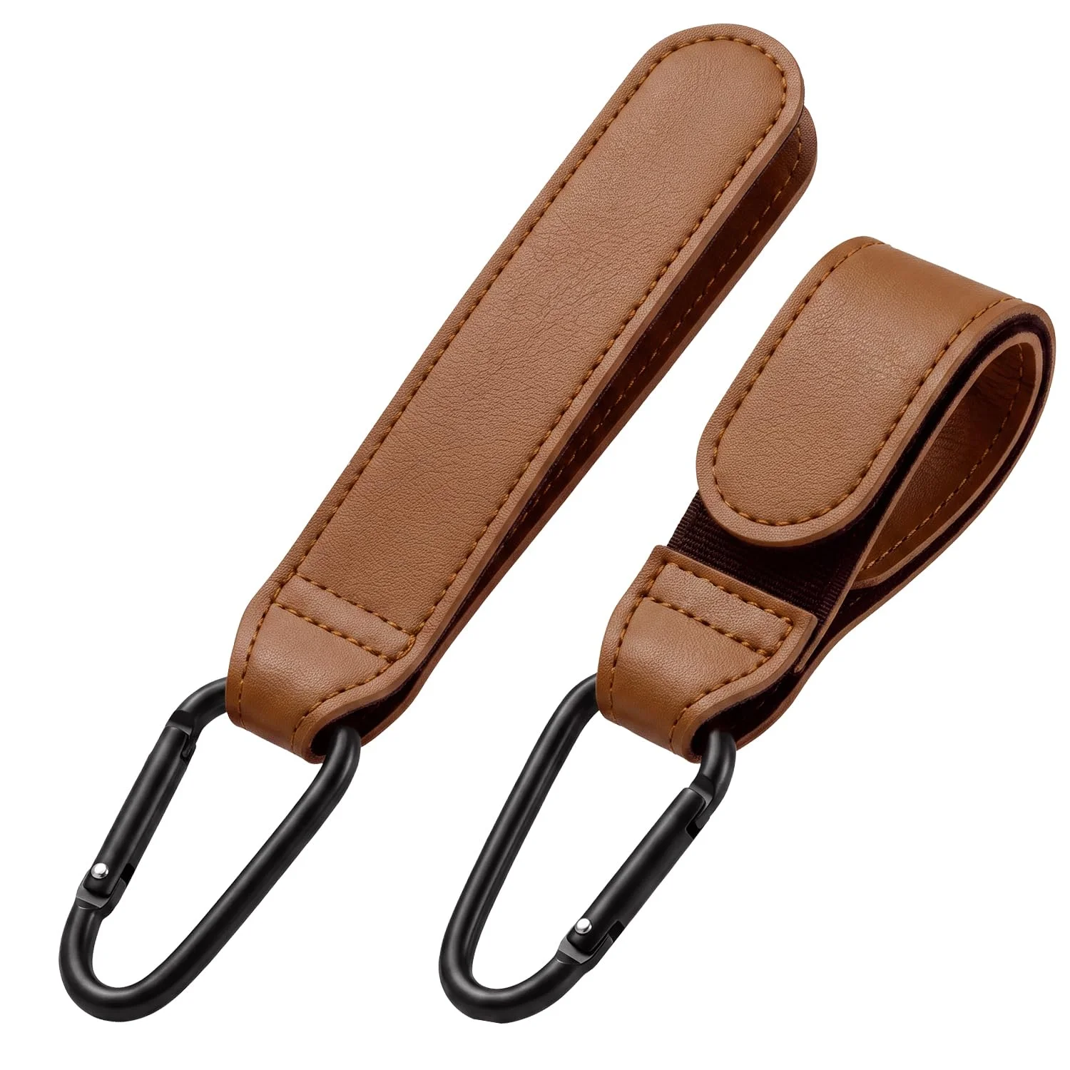Stroller Hooks, 2 Pack Stroller Clips with Self-Locking Buckle, Hook and Loop Strap for Baby Stroller, Shopping Cart