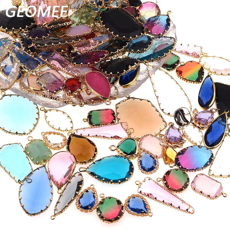 10/30/50pcs Wholesale Crystal Charms Lots Bulk Geometric Clear Crystal Drop Heart Pendant Diy For Necklace Jewelry Make