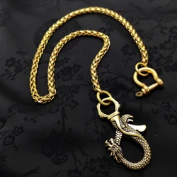 Solid Brass jean trousers chain Keychain wheat wallet chain Key Ring dragon hook shackle