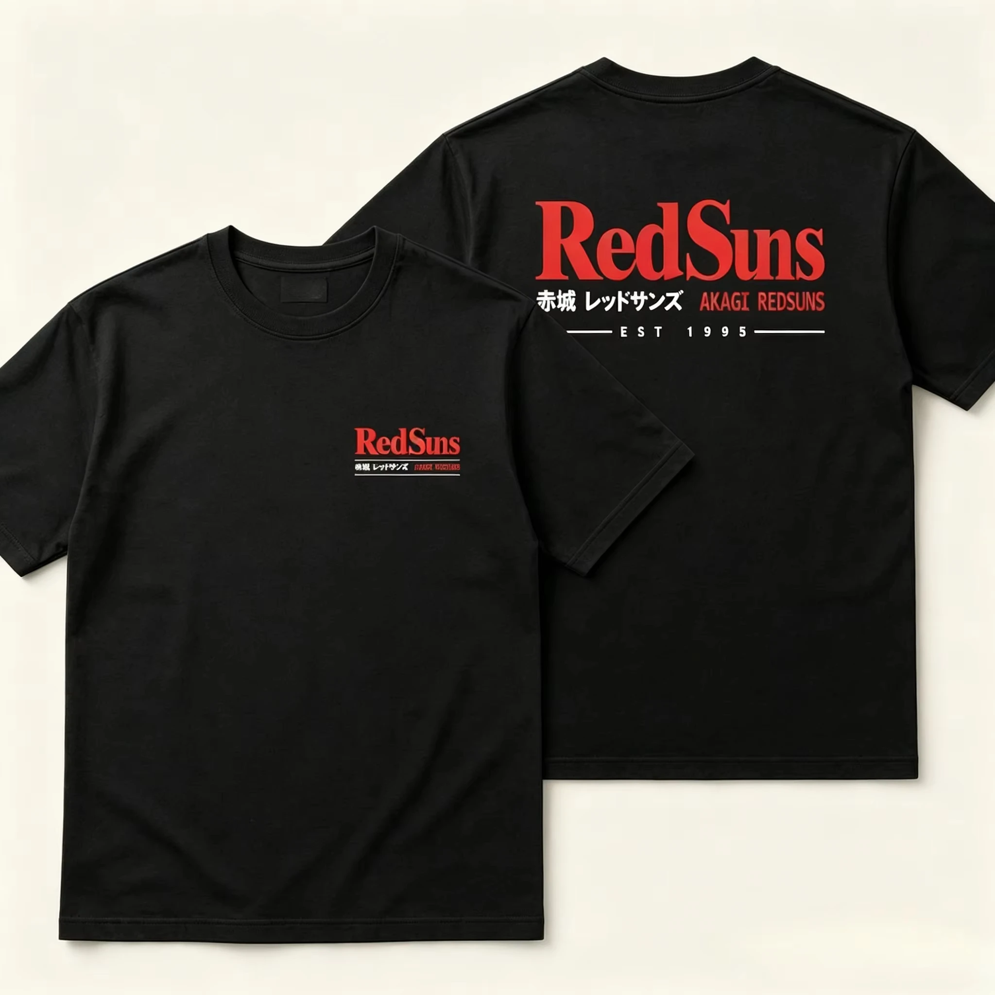 Men's Youth Pure Cotton Short-Sleeved T-Shirt Japanese JDM Initial D Akagi REDSUNS Design for All Four Seasons 2026