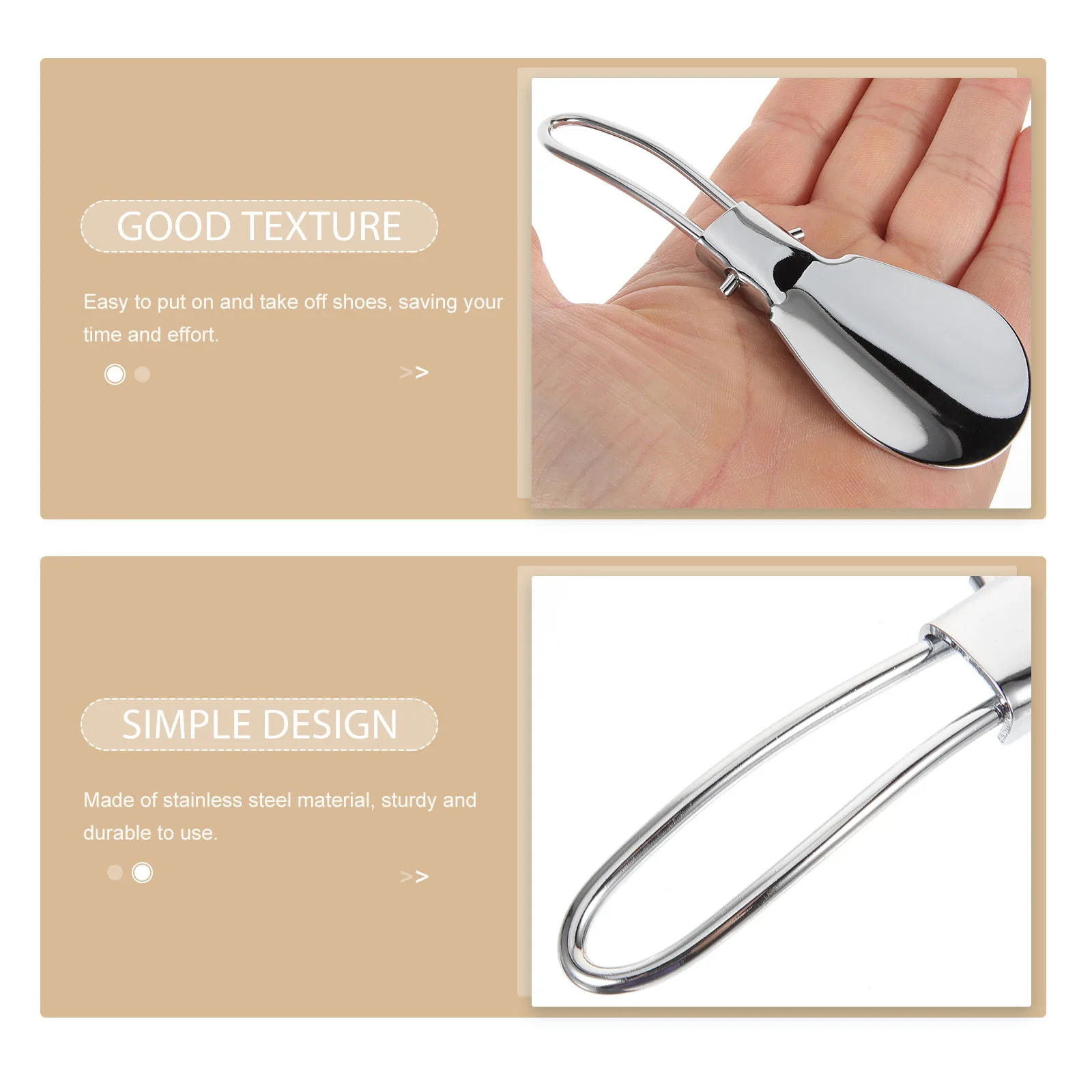 

2pcs Metal Horn Stainless Steel Long Stainless Steel Shoe Horn Handle Shoehorn For Adults Seniors On Off Comfort