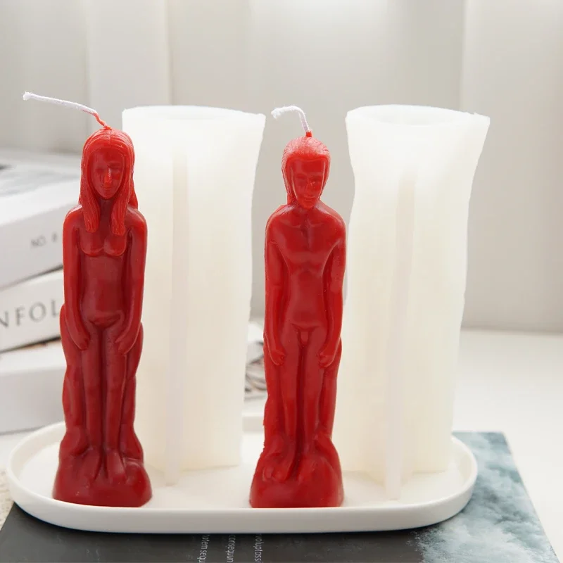 Fashion DIY Men\'s and Women\'s Body Statues Silicone Candle Mold 3D Couple Craft Plaster Resin Soap Making Kit Home Decor Gift