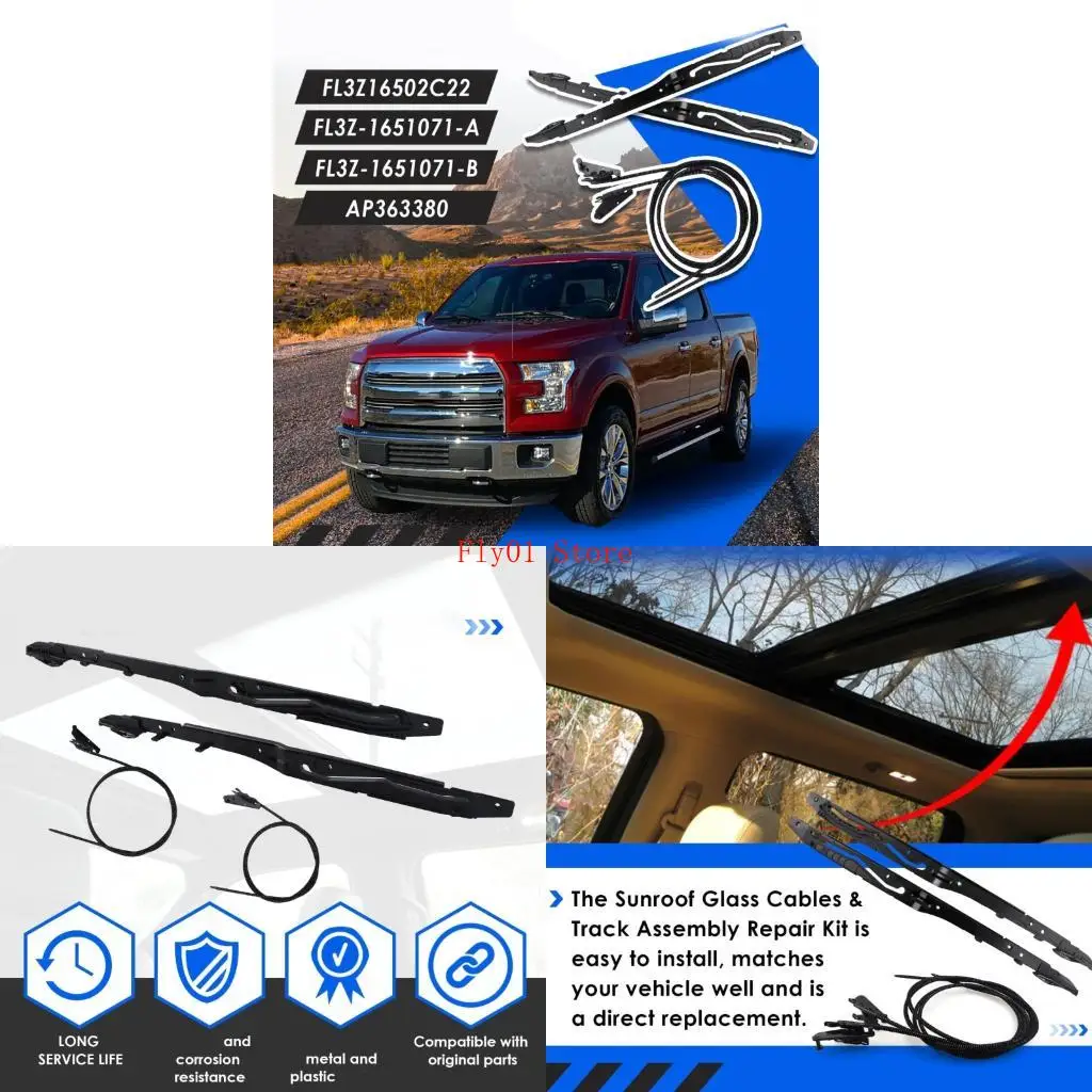 

Premium Sunroof Glass Track Cable Replacement Set FL3Z16502C22 Corrosion Resistant Sunroof Glass Track Cable for Car