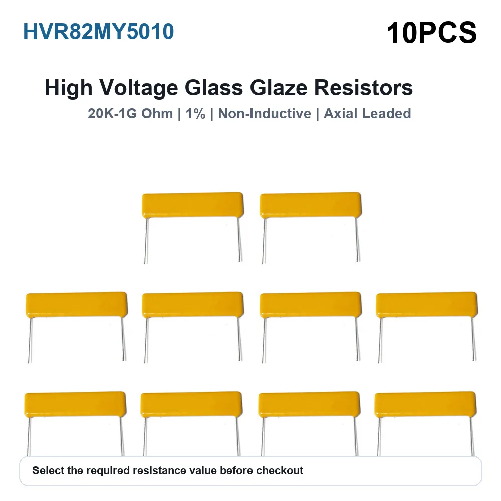 10PCS HVR82MY5010 High Voltage Glass Glaze Resistor 20K-1G Ohm 1% Non-Inductive Axial Leaded