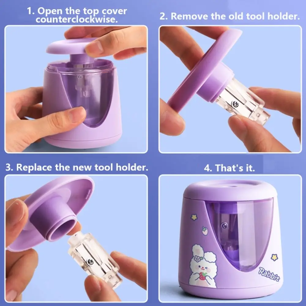 مع ملصق مزخرف للبطارية/USB/أداة ميكانيكية للشحن، مفتاح قرطاسية إبداعية، مبراة أقلام كهربائية أوتوماتيكية #1