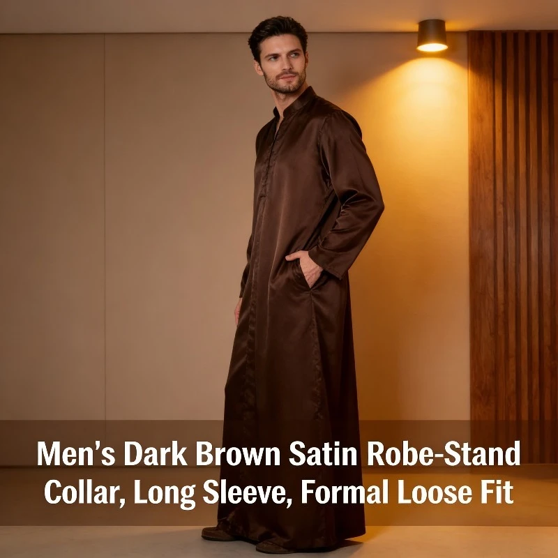 2026 New Muslim Middle Eastern Arab Men's Loose Robe Zipper Shirt