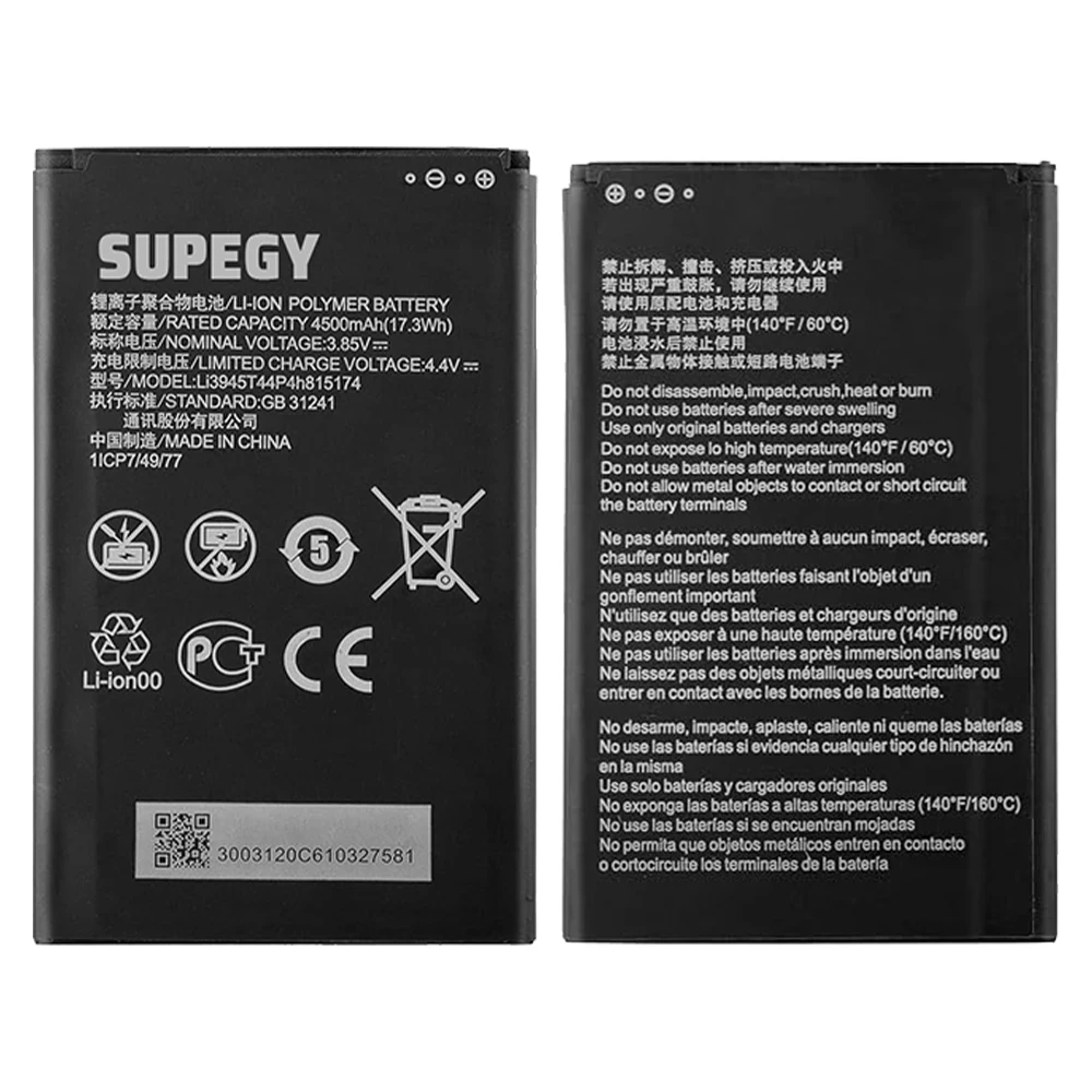 100% New 4500mAh Li3945T44P4h815174 Battery For ZTE MU5001 Wifi6 5G Portable Wifi Wireless Router Batteries