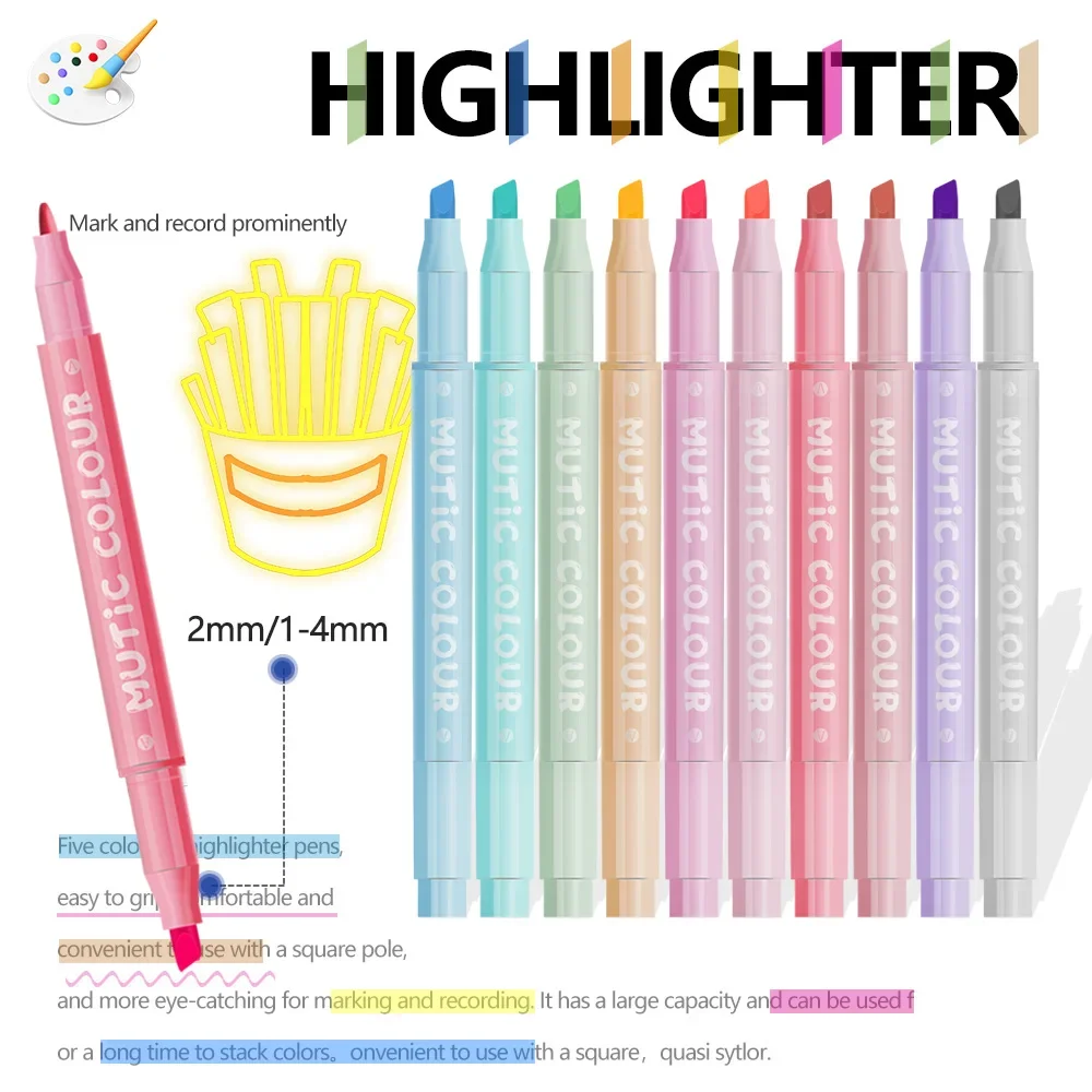 Double HEAD Highlighter ปากกาชุดน้ําล้างทําความสะอาดได้ MARKER ปากกาแปรงปลายเฉียง Journaling สมุดภาพ Highlight เครื่องเขียน