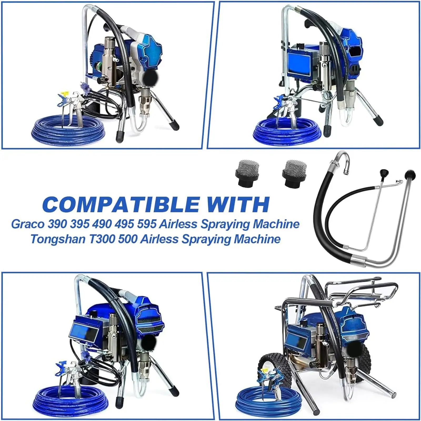 Suction Hose Tube Airless Sprayer Accessories Durable Rubber Alloy Inlet Reflux Line for 490 495 595 390 395