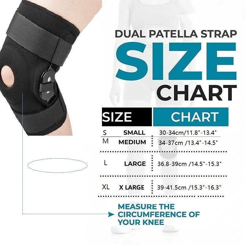 1 Piece Hinged Knee Brace with Side Stabilizers & Cussion Pad Knee Protection Men Women Meniscus Tear Acl Mcl Injury Recovery