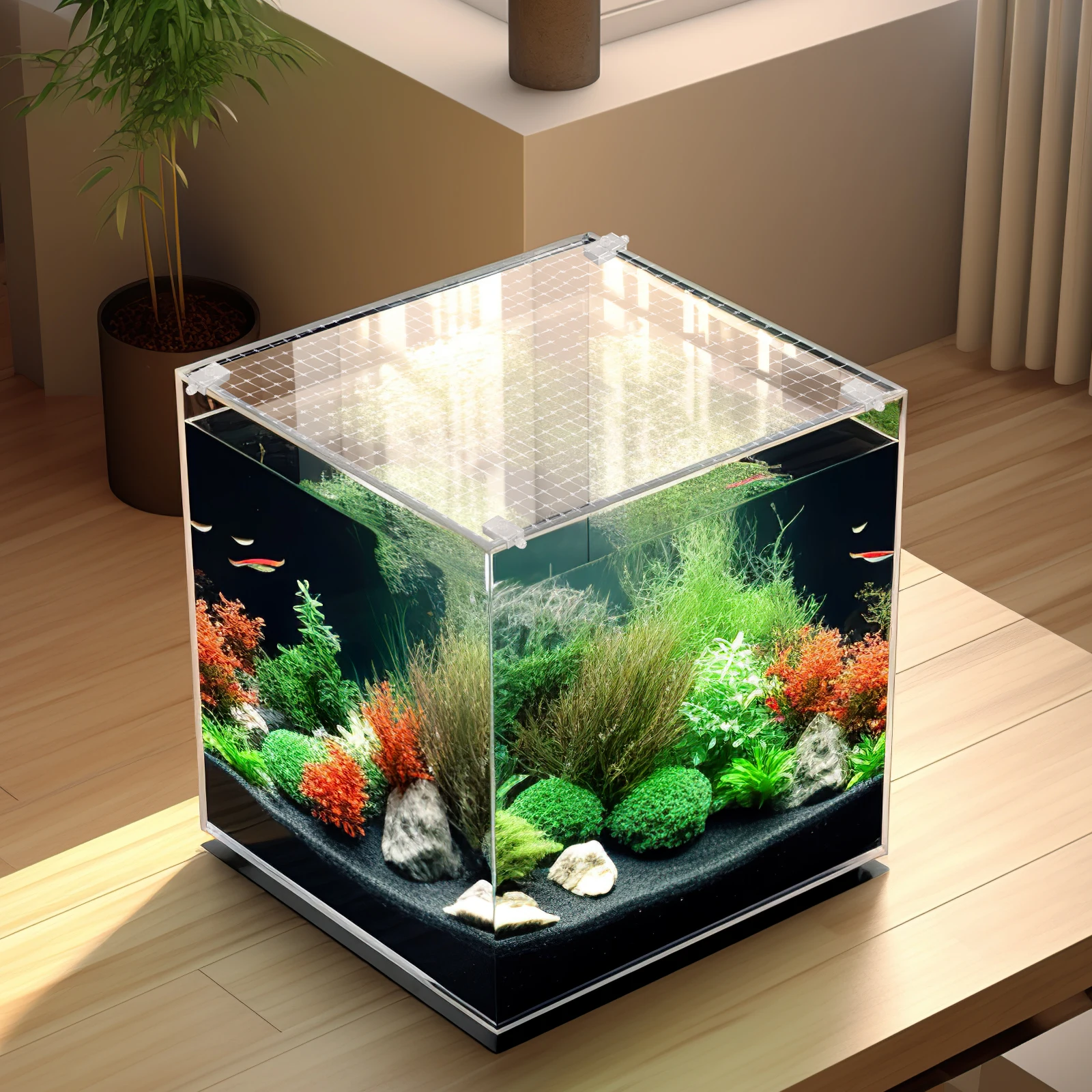 

1Set Fish Tank Anti-Jumping Net High-Grade Breathable Mesh Cover Aquarium Escape-Proof Protective Netting for Small Fish Turtles