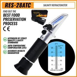 Traditional Salinity Optical Refractometer Salt Brine Level Meter Tester ATC Simple Calibration Food Industry Seawater Pickle