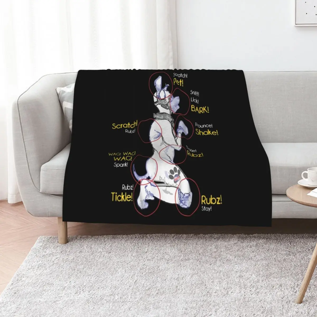 Human Puppy Play - Puppy Diagram Puppy Throw Blanket Weighted Baby Vintage for winter Nap Hairy Blankets