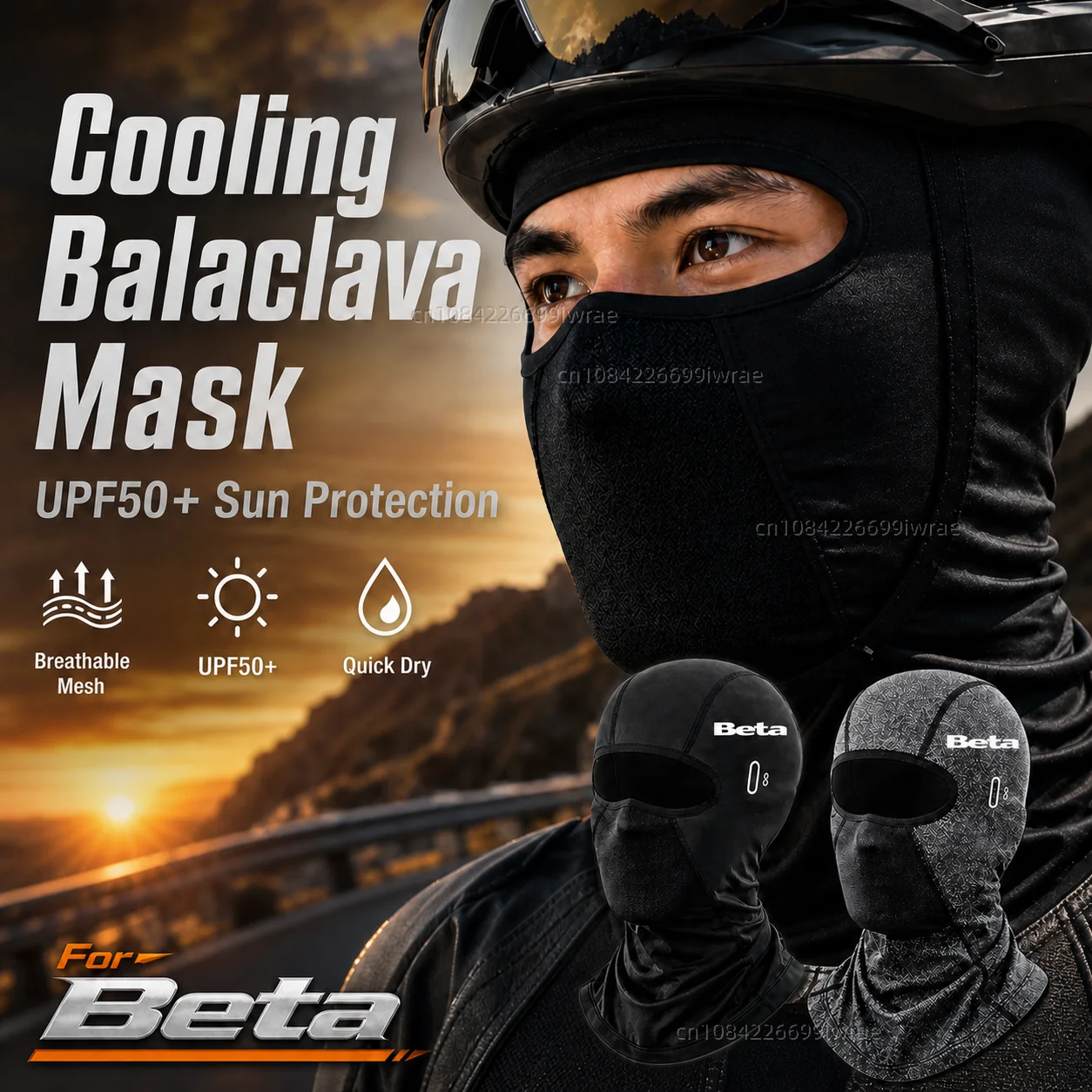 Máscara Balaclava Refrigerante para Motocicleta, Protección UV UPF50+, Cubre Rostro Transpirable para Verano, para Beta Evo 250 300 80 Junior Senior RR
