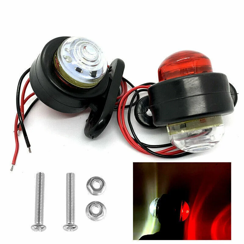 2PCS Truck Lorry Side Lights Outline Marker Tail Lights 12V 24V Trailer Side Marker Indicators Light for Truck Caravan