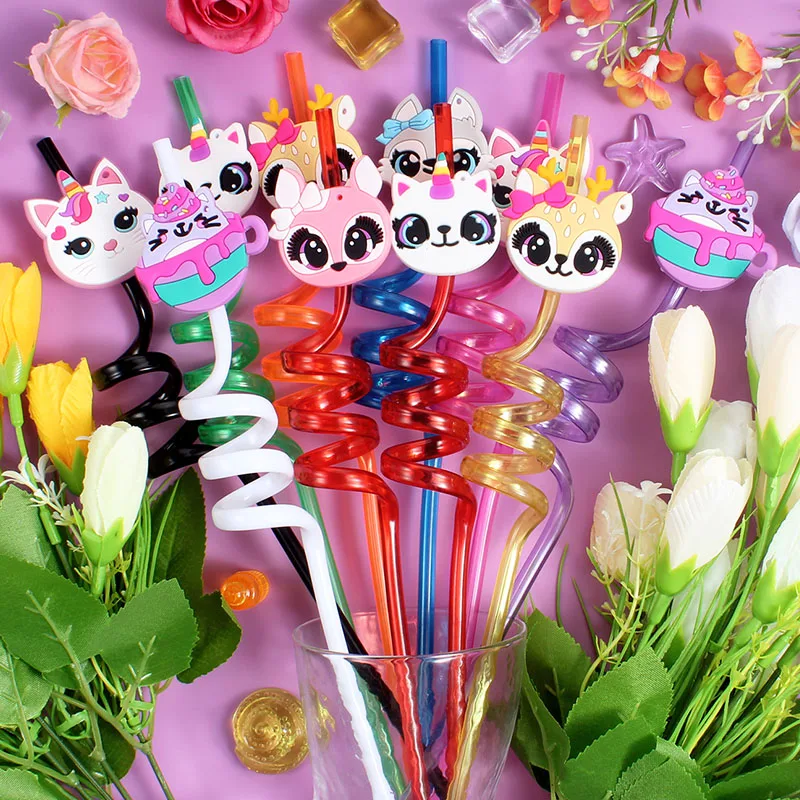 12-pack of cat-shaped straws, reusable, perfect for party fa