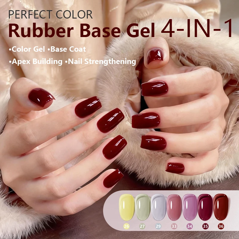 

PERFECT COLOR 12 Colors Rubber Base Gel 12ml Jelly Builder Base Nail Gel Macaron Colors Nude Sheer Red Pink 4-in-1 UV GEL