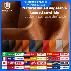WUTA 1/3/5 sq.ft Vintage Natural Milled Vegetable Tanned Leather MBox Genuine Cowhide Skin Fabric DIY Craft Bags Material 6-9oz
