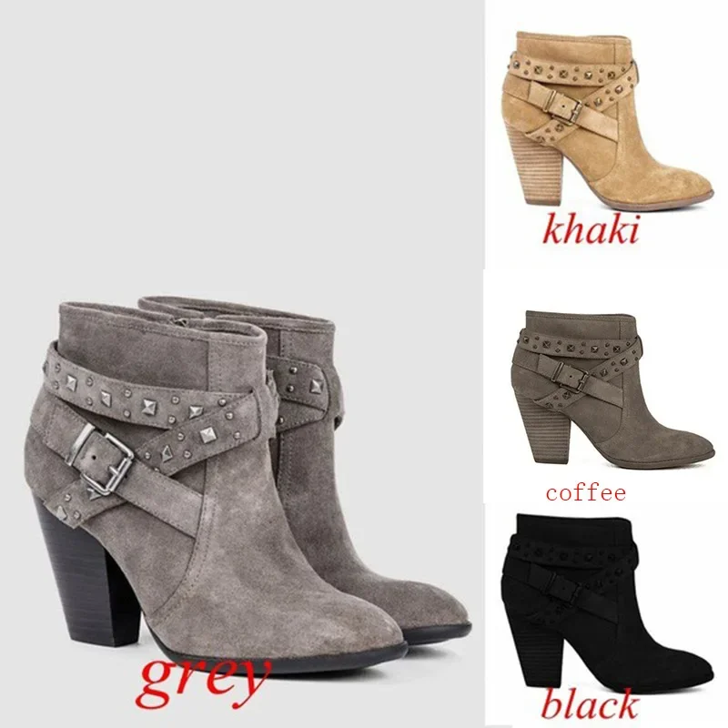 Autumn Winter Women Boots zipper rivet suede women winter boots cotton ankle women\'s shoes Round Toe Shoes 2024