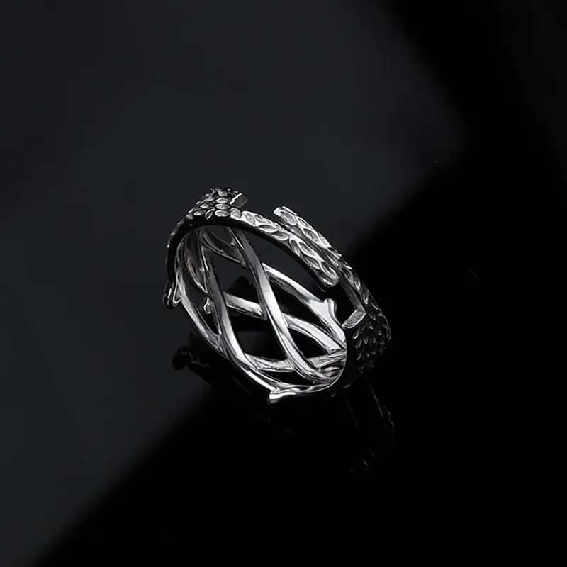 Frost Branch Ring Men Advanced Sense of Tide Ruffian Handsome Interwoven Mori Ring Cold Wind Simple Personality Single Men