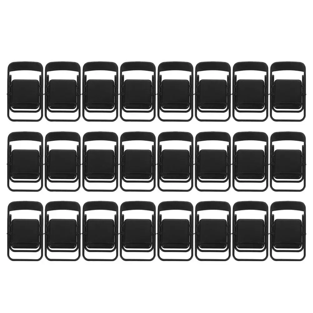24Pcs Mini Phone Holder Chair Folding Small Lightweight Miniature Furniture Handy Desktop Mobile Bracket Decoration