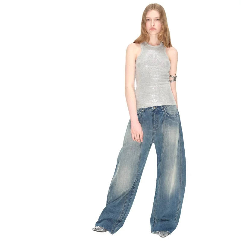 Herbst Winter New American Jeans Lightning Bend Knife Unisex Jeans Herren und Damen Dreidimensionaler Schnitt Kontur Bananenhose
