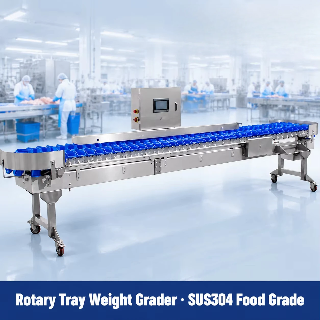 Automatic Shrimp Grading Machine Food Grade Stainless Steel Eight Grade Swing Tray Weight Sorter Machine for Vannamei Farm Plant